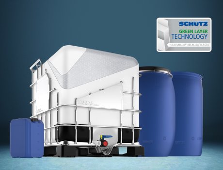 The IBCs and PE drums of the Schütz Green Layer range are ideally suited as ecological packaging for numerous applications. Customers benefit from the high recycled content, low weight and maximum safety that the product range offers.
Photo: Schütz